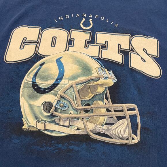 Vintage Indiana Colts 2005 NFL Tee Shirt Mens XL Blue Helmet Y2K Football Cotton - Picture 2 of 8